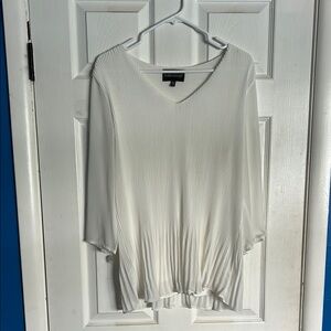 Frank Lyman Design Cream Asymmetrical Tie Front Blouse